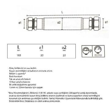 BOILERMAG ESR DN22 Elektrolitik Kireç Önleyici