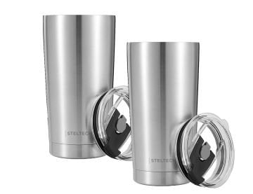 Steltech 2’li Termos Mug Seti – 0,6 LT - 20oz Sıcak & Soğuk Içecekler Için, Çelik Pipetli, Sürgülü Kapaklı, Temizleme Fırçalı