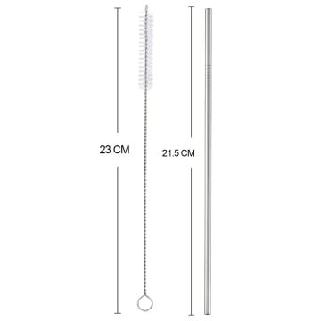 Steltech Cup 1 Adet Paslanmaz Çelik Metal Pipet ve 1 Adet Pipet Temizleme Fırçası