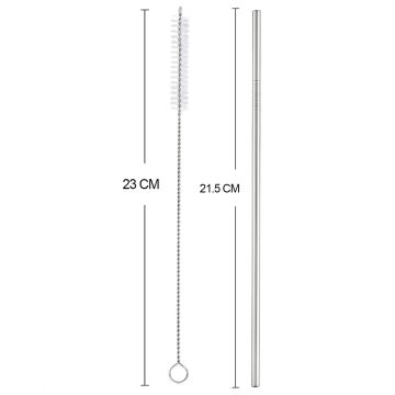 Steltech Cup 1 Adet Paslanmaz Çelik Metal Pipet ve 1 Adet Pipet Temizleme Fırçası